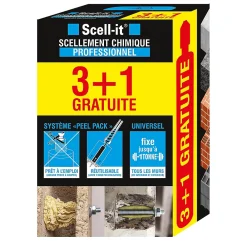 Scell-It Cheville Scellement Chimique-Cartouche de scellement chimique 280ml, lot de 4