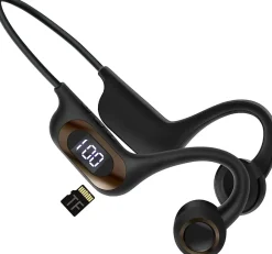 Vendos85 Enceinte, Écouteur Et Casque-Casque Bluetooth à Conduction osseuse sans Fil avec Microphone noir