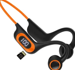 Vendos85 Enceinte, Écouteur Et Casque-Casque Bluetooth à Conduction osseuse sans Fil avec Microphone orange noir