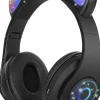 Vendos85 Casque Bluetooth sans Fil Pliable d'oreille de Chat avec Micro intégré noir