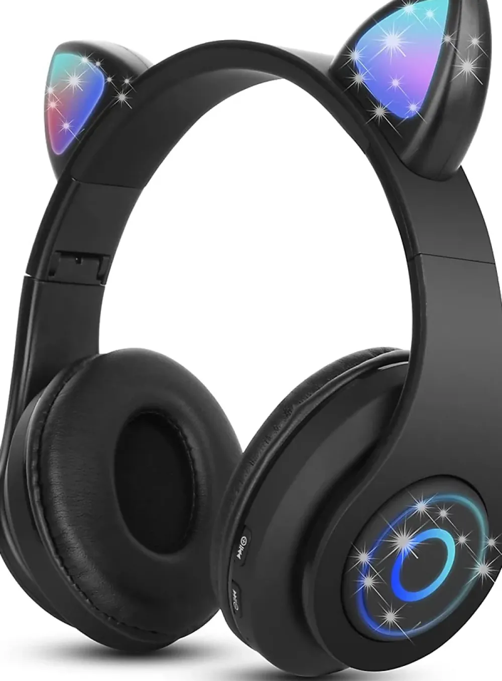 Vendos85 Casque Bluetooth sans Fil Pliable d'oreille de Chat avec Micro intégré noir