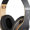 Vendos85 Enceinte, Écouteur Et Casque-Casque Bluetooth sans Fil, stéréo Pliables Hi-FI Écouteurs avec Microphone intégré Micro SD/TF FM or noir