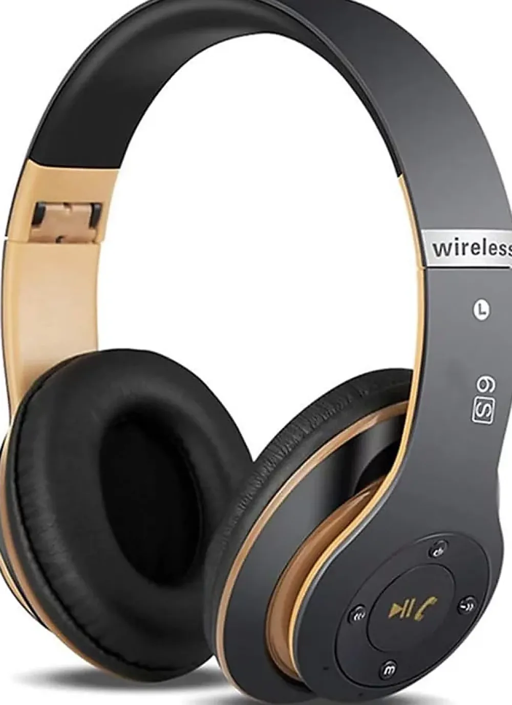 Vendos85 Enceinte, Écouteur Et Casque-Casque Bluetooth sans Fil, stéréo Pliables Hi-FI Écouteurs avec Microphone intégré Micro SD/TF FM or noir