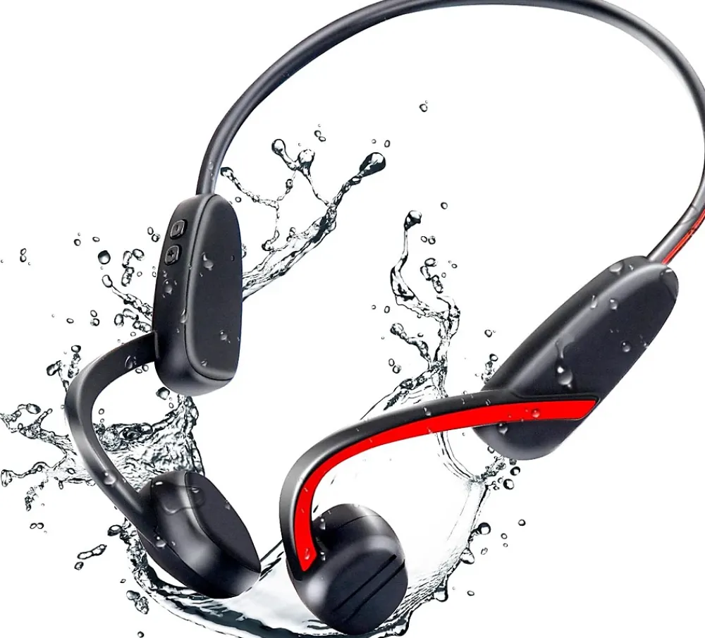 Vendos85 Casque à Conduction osseuse luetooth étanche rouge noir