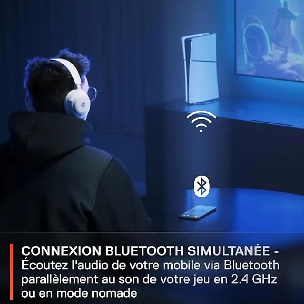 Steelseries Enceinte, Écouteur Et Casque-Casque Micro Gaming sans fil Arctis Nova 7P pour PS PC Mac Nintendo Switch Oculus Quest 2 et Android Blanc