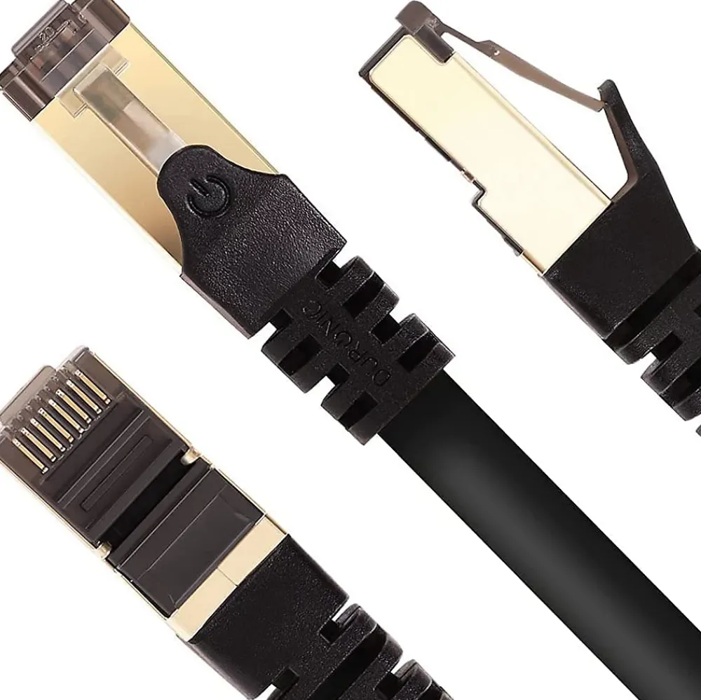 Duronic CAT8 BK 1m Câble Ethernet SFTP 2000MHz Transmission de données 40Gb Réseau LAN Internet Connecteurs en or RJ45