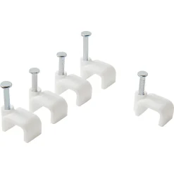 Diall 100 cavaliers plats en nylon pour câble de 2 x 0,75 mm² blanc
