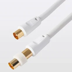 Blyss Câble coaxial blanc 17 VATC plaqué or M/F + adaptateur M/M L.1,5 m