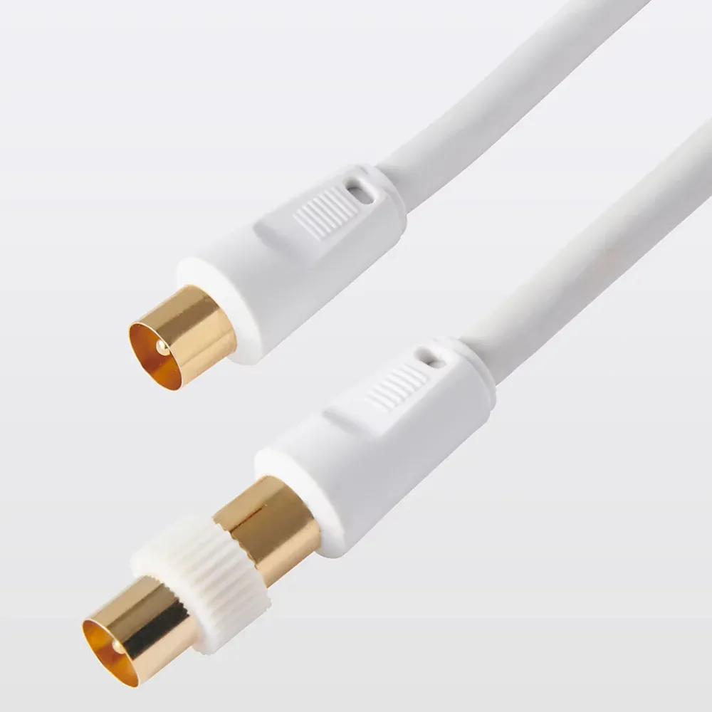 Blyss Câble coaxial blanc 17 VATC plaqué or M/F + adaptateur M/M L.1,5 m