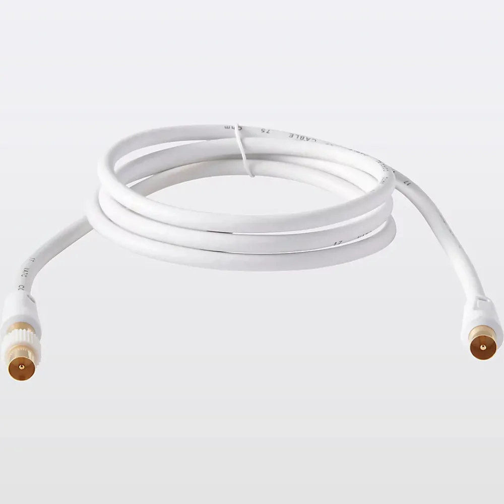 Blyss Câble coaxial blanc 17 VATC plaqué or M/F + adaptateur M/M L.1,5 m