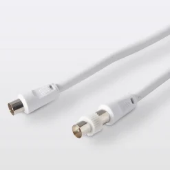 Blyss Câble Et Connectique Tv-Câble coaxial Mâle / Femelle + adaptateur Mâle / Mâle blanc , 5 m