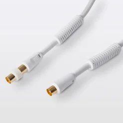 Blyss Câble coaxial Mâle / Femelle + adaptateur Mâle / Mâle blanc Or, 5 m