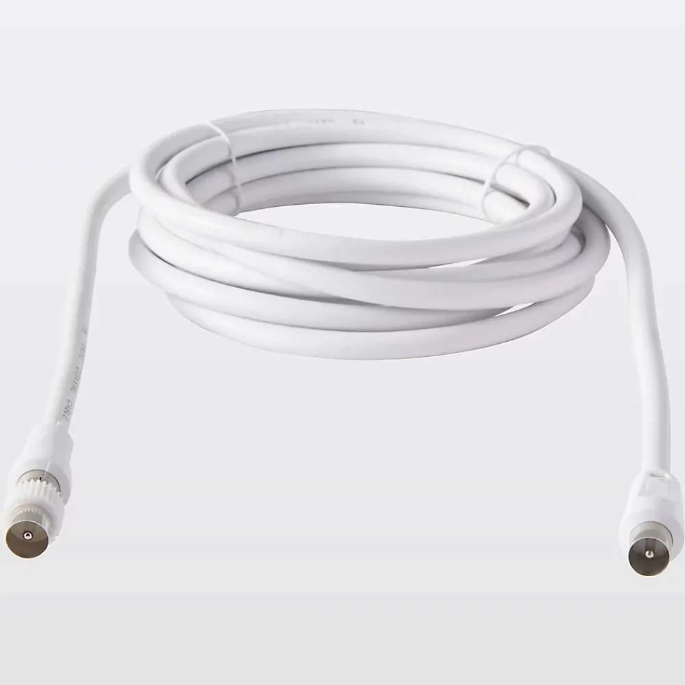Blyss Câble coaxial Mâle / Femelle + adaptateur Mâle / Mâle blanc , 3 m