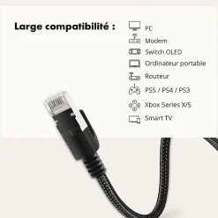 Metronic Câble Et Connectique Réseau-Câble Ethernet RJ45 CAT 8 mâle/mâle tressé - S/FTP 3 m - 395631