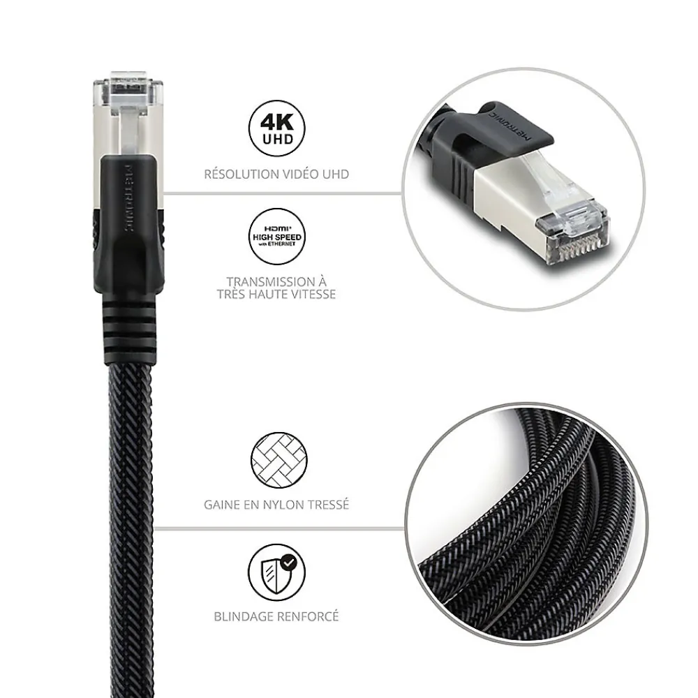 Metronic Câble Ethernet RJ45 CAT 8 mâle/mâle tressé - S/FTP 10 m - 395631