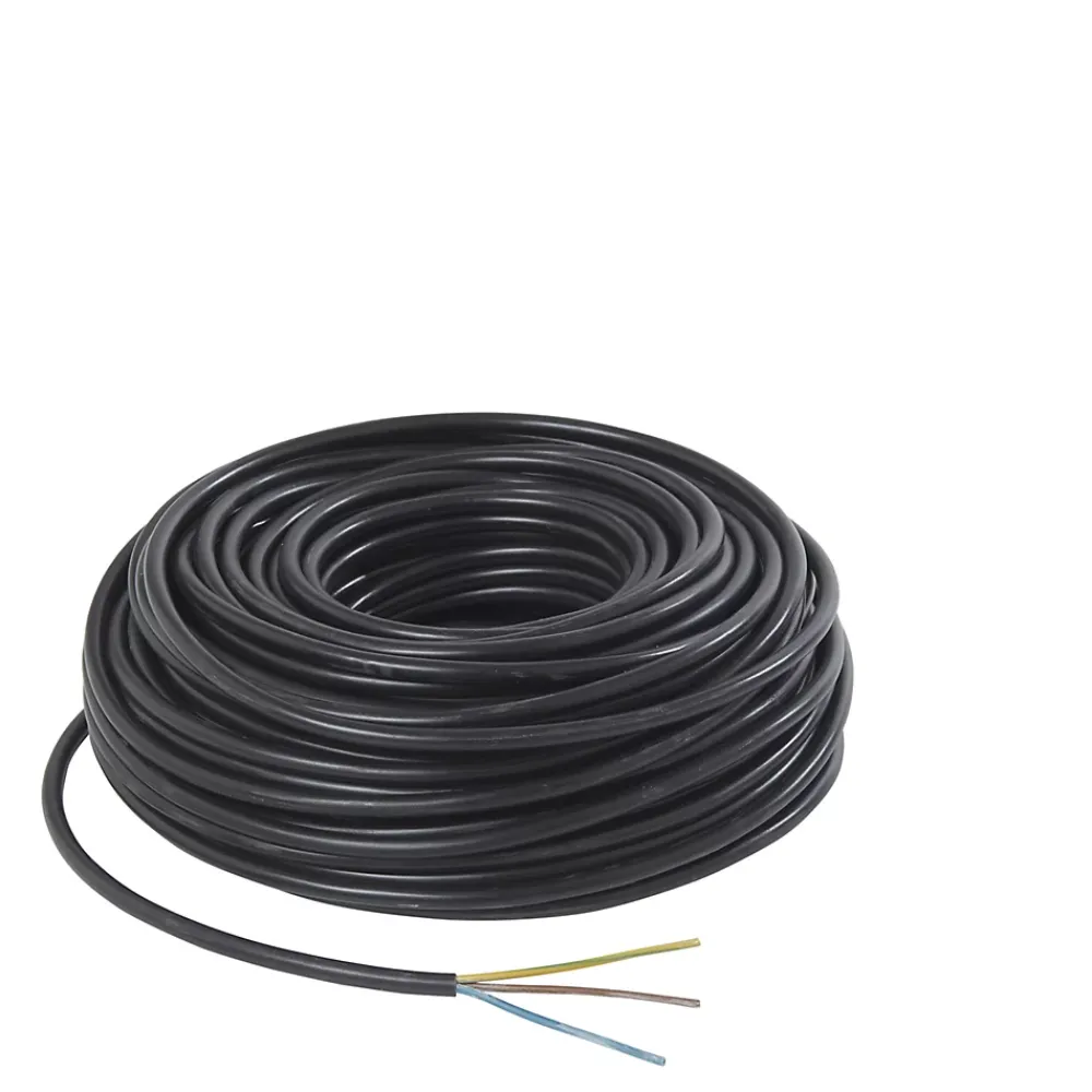 Nexans Câble, Fil Et Cordon D'Alimentation-Câble électrique flexible H05VVF 3x1,5 mm² Noir - 50 m