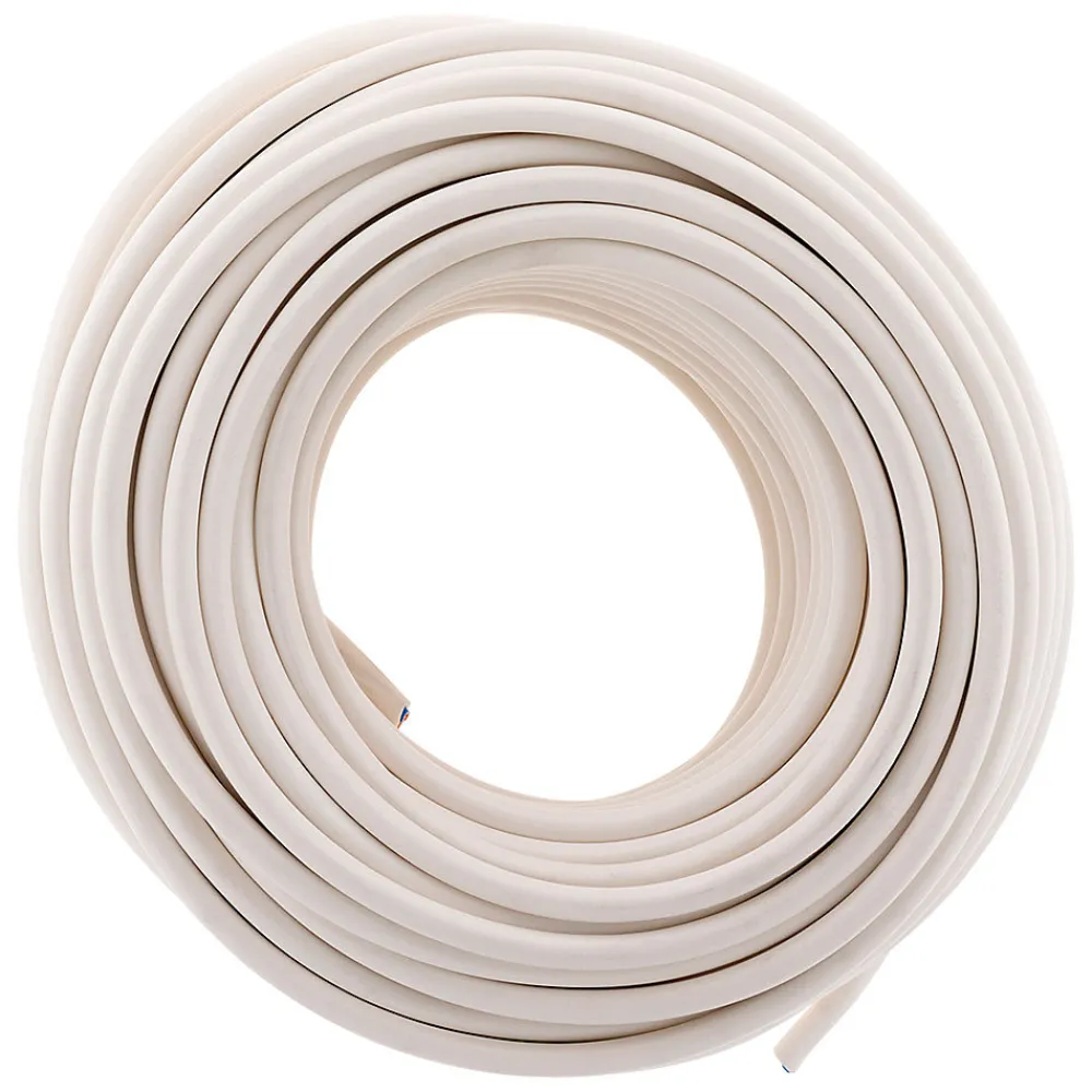 Zenitech Câble électrique H05VV-F 2x1,5mm² blanc - 50m -
