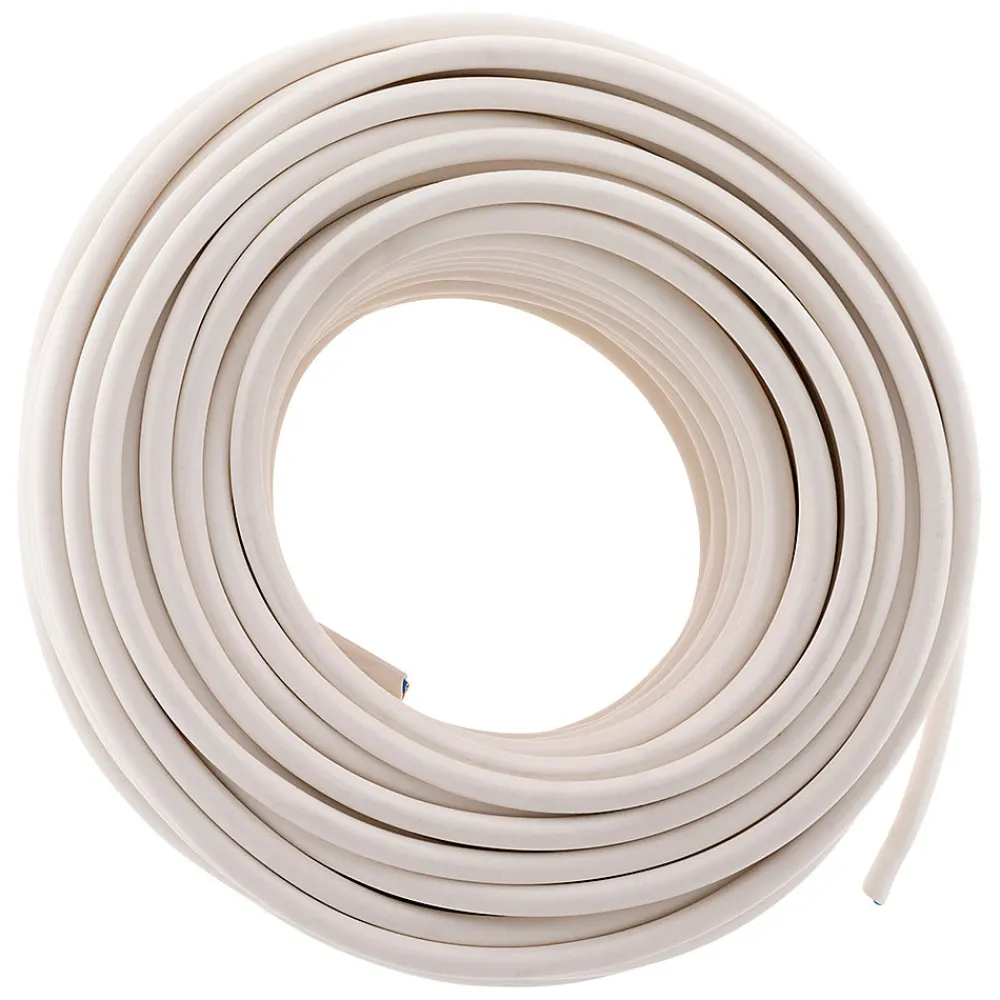 Zenitech Câble électrique H05VV-F 2x1,5mm² blanc - 50m -