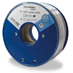 Metronic Câble TV coaxial bobine 19 VATC 25 m - blanc