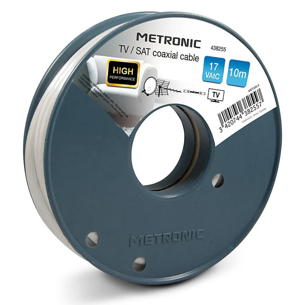 Metronic Câble Et Connectique Tv-Câble TV coaxial bobine 17 VAtC 10 m - blanc