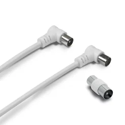Metronic Câble TV coaxial 9,52 mm coudé mâle/fem. + adaptateur 9,52 mm - 338009