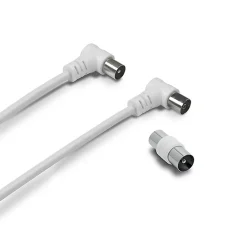 Metronic Câble TV coaxial 9,52 mm coudé mâle/fem. + adaptateur 9,52 mm - 338008