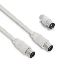 Metronic Câble Et Connectique Tv-Câble TV coaxial 9,52 mm mâle/fem.+adaptateur mâle/mâle 5 m - 338007