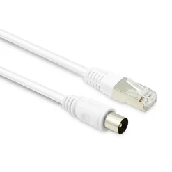 Metronic Câble Et Connectique Tv-Câble TV coaxial 9,52 mm mâle/RJ45 mâle 5 m - blanc