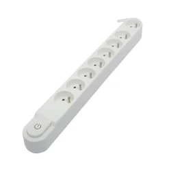 Chacon Bloc multiprise 8 prises 16A avec interrupteur, cable 3 m HO5VV-F 3x1,5 mm2 blanc