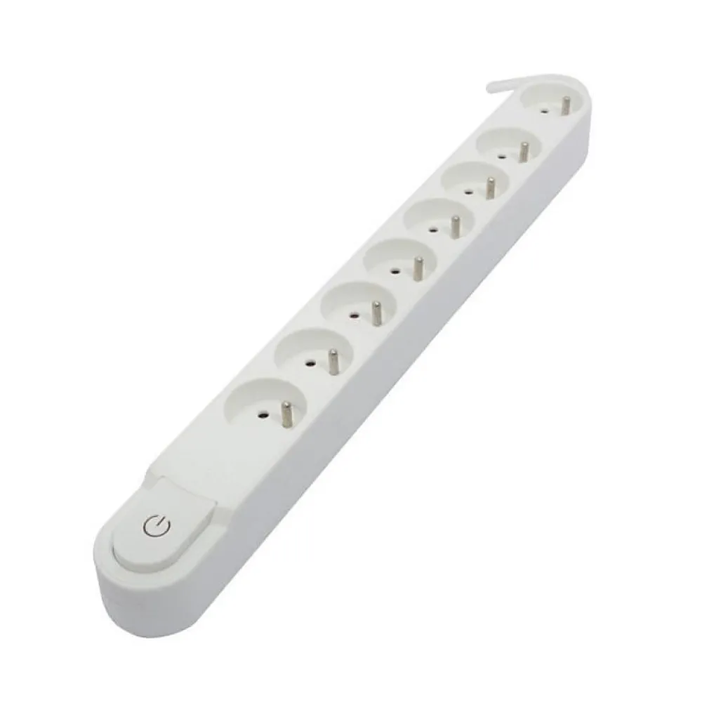 Chacon Bloc multiprise 8 prises 16A avec interrupteur, cable 3 m HO5VV-F 3x1,5 mm2 blanc