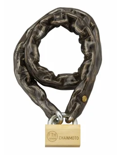 Thirard Chaîne acier cémenté zingué à clé Loops, moto, barrières, diamètre 8mm, 0.9m, gaine PVC, cadenas, 3 clés -
