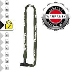 Master Lock Chaîne antivol en acier avec revêtement nylon 1 m x Ø 8 mm - Serrure à clé (4 clés)