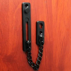 Deko Loquet, Targette Et Moraillon De Porte-Chaîne de sécurité pour porte étroite, butée de porte à ressort, antivol, avec vis, acier inoxydable, finition noir mat