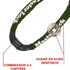 Master Lock Cadenas, Antivol-Chaîne en acier à combinaison Masterlock 1.50m x 8 mm