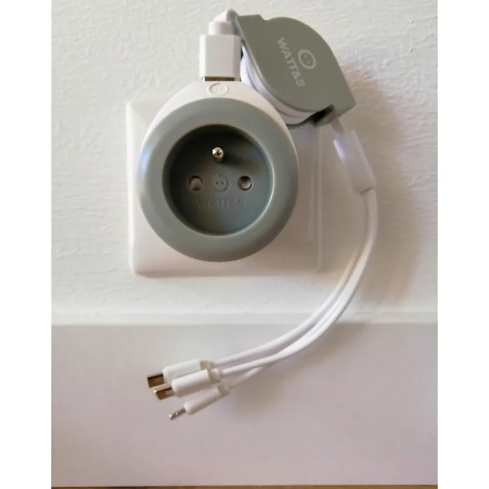 Watt & Co Chargeur prise 16A avec port USB Bewatt gris