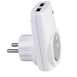 Horoz Electric Accessoire Smartphone Et Tablette-Chargeur Prise 16A + 2 USB 2.1A blanc