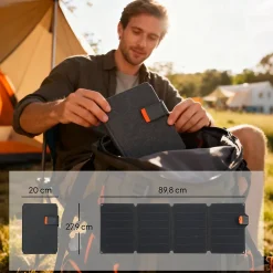Homcom Panneau Solaire Portable-Chargeur solaire portable 36W ports type-C et USB-a norme IP67 RoHS CE-RMC gris