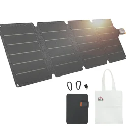 Homcom Panneau Solaire Portable-Chargeur solaire portable 36W ports type-C et USB-a norme IP67 RoHS CE-RMC gris