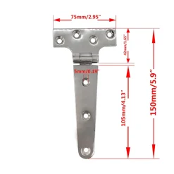 Deko Paumelle De Porte, Meuble Et Fenêtre-Charnière en acier inoxydable épaissie Charnière de type T Charnière en T robuste