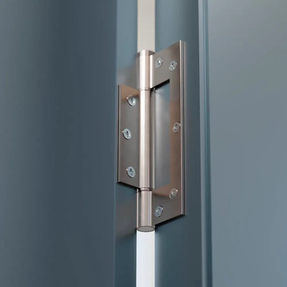 Hardwarexchange Ferme-Porte-Charnière simple action à ressort, 150X30 mm, en acier inox satiné posée totalement en applique, a lame centrée.