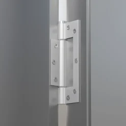 Hardwarexchange Charnière simple action à ressort, 150X30 mm, aluminium anodisée argent posée totalement en applique, a lame centrée.