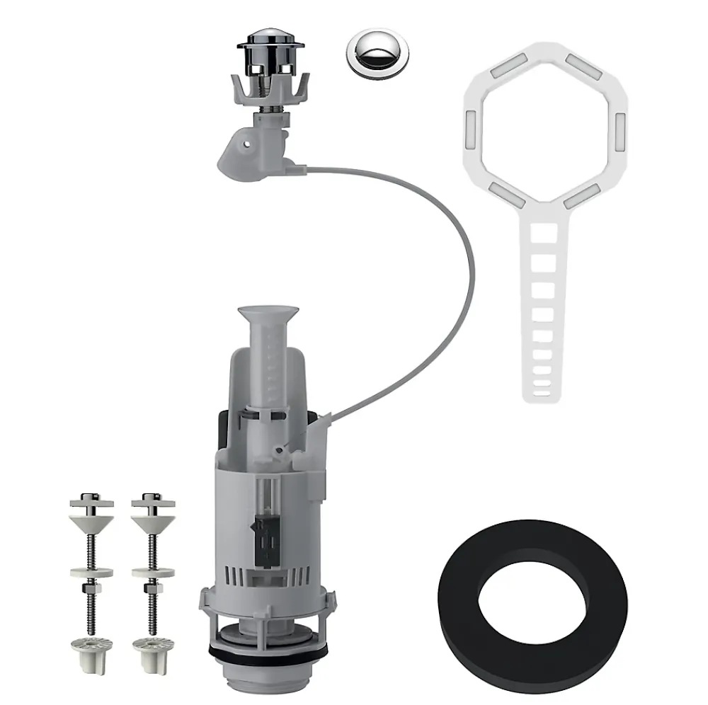 Flomasta Chasse d'eau + robinet flotteur à ouverture différé , double bouton poussoir + câble