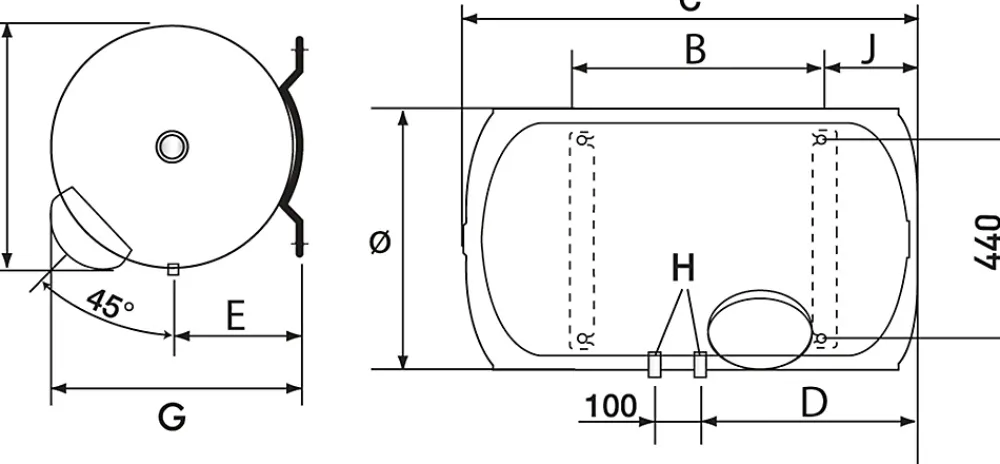 Ariston Chauffe-Eau Ariston-Chauffe eau électrique Blindé Horizontal Mural Initio 150 L