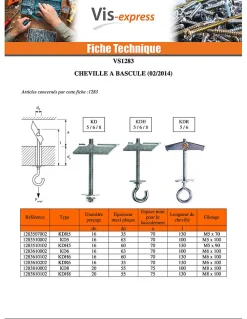 Fischer Piton À Visser-Cheville à bascule M4X70 Acier zingué KDH4 - 1 pièce