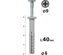 Semin Cheville Clous Vis à Frapper , 6 x 40 mm, Boite de 200 (lot de 2)