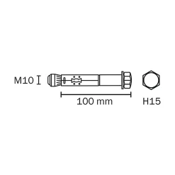 Diall Cheville métal traversant 10x100mm