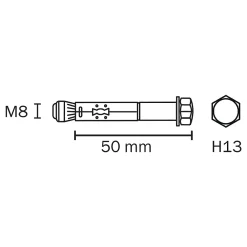 Diall Cheville métal traversant 8x50mm