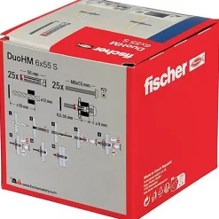 O91 Cheville Universelle-Cheville DuoHM métallique pour corps creux 6x55 avec vis fraisée Torx Fisher