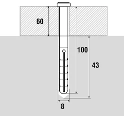 Scell-It Cheville à frapper tête fraisée ø8 x 100 mm, seau de 90 pièces
