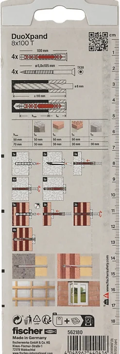 Fischer Cheville Pour Béton-Cheville rallongée DuoXpand 8 x 100 mm, 4 pièces
